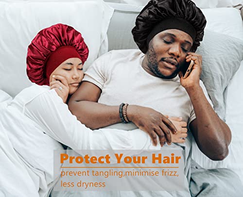 Himoswis 6 PCS מכסה שיער סאטן לנשים שחורות, מצנפת שיער לשינה, מכסה שינה לנשים/גברים, מצנפת לגברים,