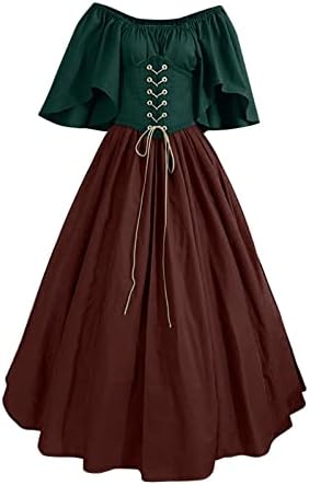 שמלות איריות לנשים מימי הביניים וינטג 'בלוק בלוק תחרה מחוך שרוול שרוול שרוול רנסנס שמלת שמלה ויקטוריאנית