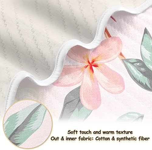 פלמינגו שמיכת חוטף ופרחים טרופיים שמיכת כותנה לתינוקות, קבלת שמיכה, שמיכה רכה קלה רכה לעריסה,
