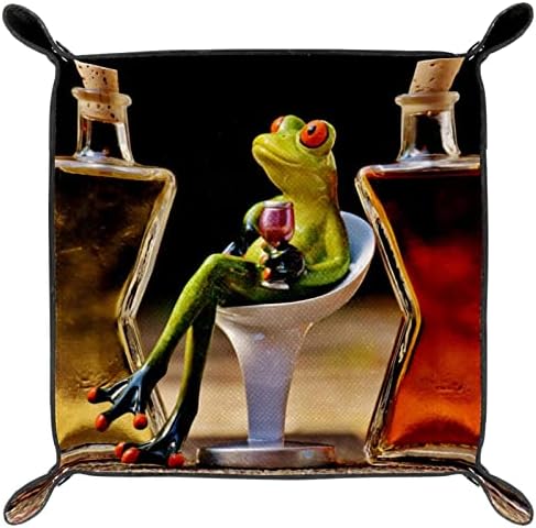צפרדעים של טאקמנג שותות יין, קופסאות אחסון מגש עריכה מעור קטן מגש סוכריות מגש סאנדריס למפתח, טלפון,