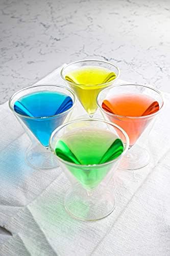 כוסות מרטיני ללא גזע לימונסודה-עיצוב דופן כפול עם בסיס טבעת-משקה תלוי באוויר-8 אונקיות-סט של 4