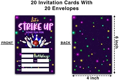 Ondtom 20 ספירות באולינג באולינג מסיבת יום הולדת כרטיסי הזמנה למסיבות עם מעטפות - בואו נביא קצת כיף - הזמנות
