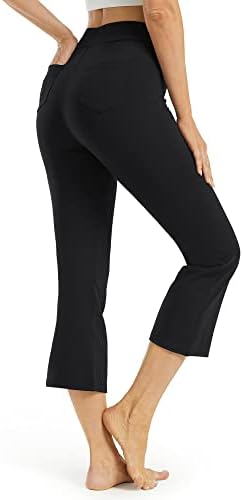 מכנסי קפרי מכנסי קפרי לנשים G4free מכנסי יוגה עם כיסים עם מכנסי יבול מזדמנים מתלקחים במותניים גבוהות
