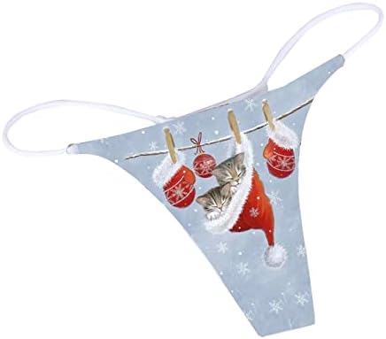 IIUS חוטיני חג המולד לנשים תחתונים סקסיים תחתונים שובבים רצועות מתיחה T-Gack תקצירים חג המולד חוטיני