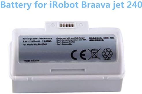 Mifxin 2 Pack 3.6V 5300mAh החלפת קיבולת גבוהה סוללת Li-Ion תואמת ל- iRobot Braava Jet 240 Robots Mopping