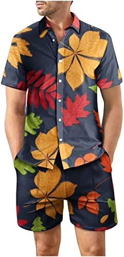 גברים של 2 חתיכה פרח חולצה הוואי סטי אופנה מזדמן כפתור למטה קצר שרוול חולצה מהיר יבש רופף חוף חליפות