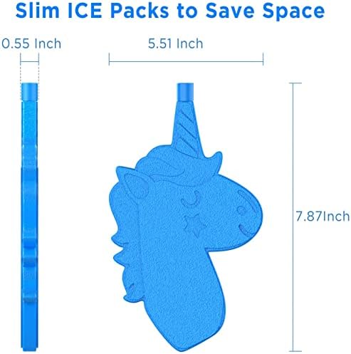 חבילות קרח דקיקות, לשימוש חוזר, 5 על 7 אינץ ' מושלם לילדים קופסת אוכל מבודדת, סט של 3 חבילות קרח
