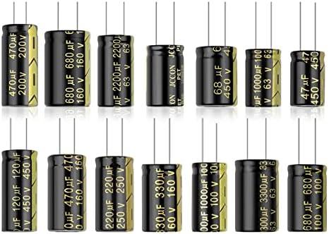 RFXCOM 10 יחידות אלומיניום קבלים אלקטרוליטיים בתדר גבוה ESR 25V 35V 50V 63V 100V 160V 200V 250V 450V 68UF 4700UF