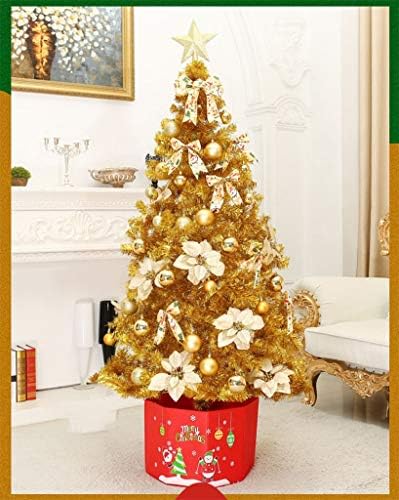 עץ חג מולד מלאכותי זהב עם תמיכה מתכתית קל להרכבה מתקדם בגובה 3.94 רגל עץ חג המולד מלאכותי עם תמיכה מתכתית