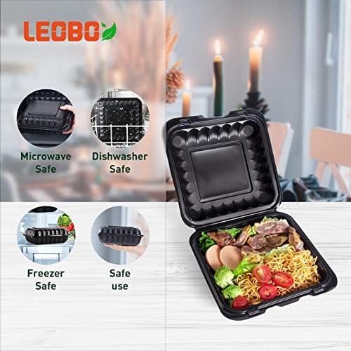 Leobox מוציאים מכולות, 55 חבילות כדי ללכת לשימוש חוזר 8 אינץ '34 גרם BPA מיכלי מזון שחורים מתכלים