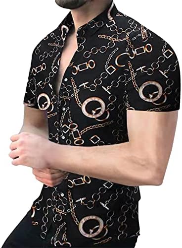 ZDFER 2022 חולצות גברים חדשות, מעצב קיץ כפתור שרוול קצר מטה חולצות גיאומטריות הדפסה גיאומטרית חולצות הוואי צווארון
