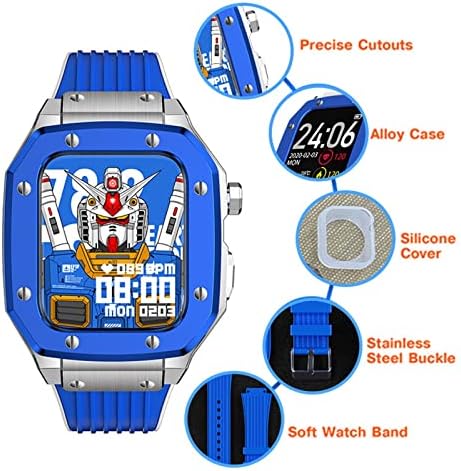 סגסוגת Azanu Sloy Watch Strap for Apple Watch Band Series 7 45 ממ גומי מתכת יוקרתי גומי נירוסטה שעון שעון