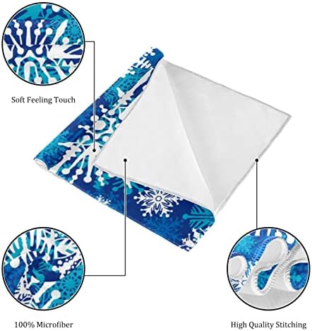 Woshjiuk 2 חבילה מגבות כושר מיקרופייבר, פתית שלג של חג המולד כחול, מגבת מגבת מגבת סופר סופגת למגבות זיעה
