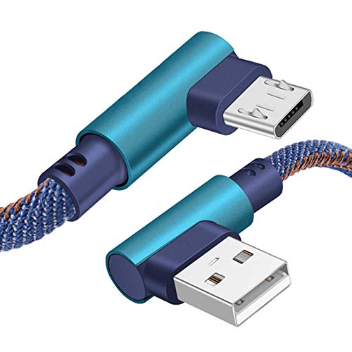 כבל אנדרואיד מיקרו USB, ksun.y זווית ימנית כבל טעינה מהיר של 90 מעלות מיקרו USB 2.0 מחבר צמה תואמת לסמסונג