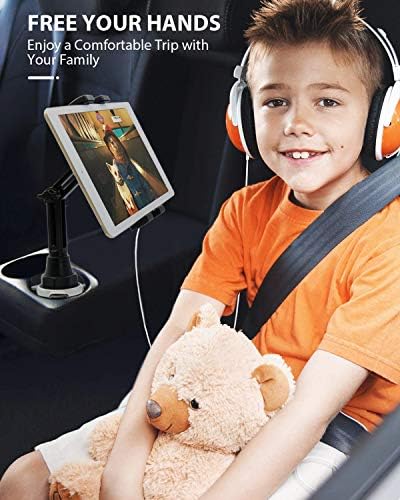 מחזיק כוס ווליי הרכבה על טבלאות כוס, מכונית/משאית טלפון מחזיק אייפד מעמד עם זרוע מתכווננת עבור iPad Pro