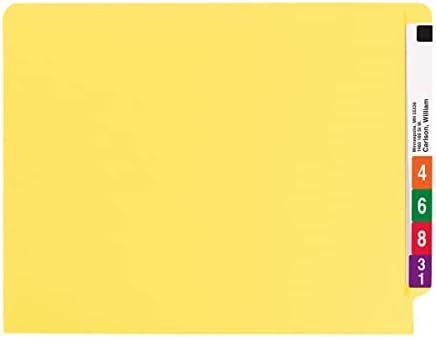 תיקיית קובץ אטב כרטיסיית קצה סמיד, מדף-מאסטר עם כרטיסייה מחוזקת בגזרה ישרה, 2 מחברים, גודל אותיות, צהוב, 50 בקרטון