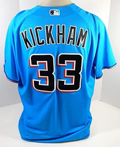 מיאמי מרלינס מייק קיקאם 33 משחק נעשה שימוש בג'רזי כחול 48 DP22294 - משחק גופיות MLB משומשות