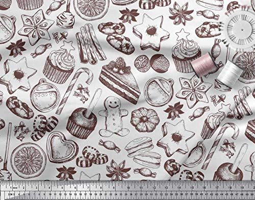 קאפקייק בד ג 'רזי כותנה סוימוי, עוגיות וסוכריות עיצוב אוכל בד מודפס חצר 58 אינץ' רוחב