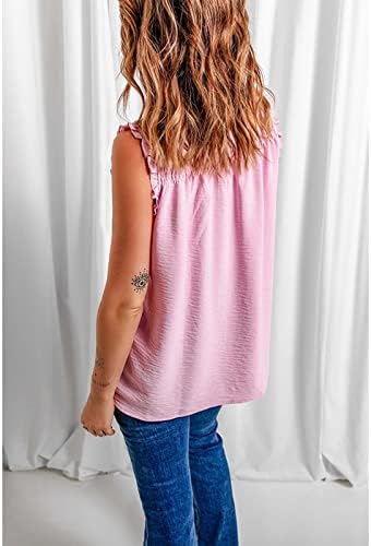 צמרות קיץ לנשים מודפסות מזדמנת בצוואר מודפס לחצן תחרה לחצן אפוד ללא שרוולים חולצות חולצות עליונות 2023