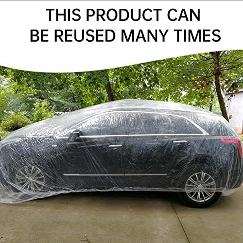 כיסוי לרכב חד פעמי פלסטיק צלול: YIDM 4 PCS כיסוי אבק מכונית כיסוי אבק גשם מכסה מוסך אבק עם רצועה אלסטית ברורה,