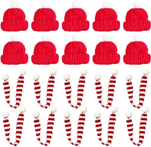 קיסנגל תינוק מתנות בובת כובעי 20 יחידות מיני סנטה כובע קטן חג המולד כובע צעיף חג המולד יין בקבוק כיסוי