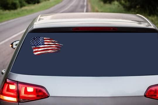 חנות חנות חבילת דגל אמריקאית מרופטת של 2 מדבקות ויניל ארהב מדבקות פגוש דגל עבור מכוניות משאיות מחשב נייד