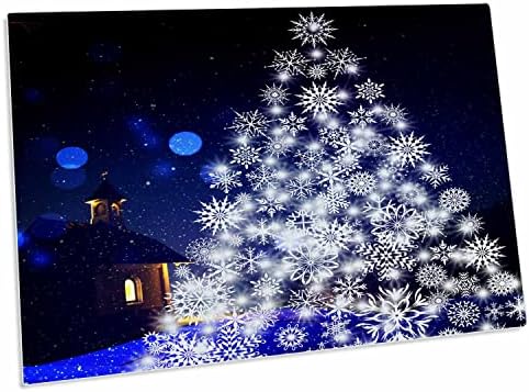 עץ חג המולד של חג המולד 3drose עם צבעים כחולים וסגנון שלג - כרית שולחן מחצלת מחצלות