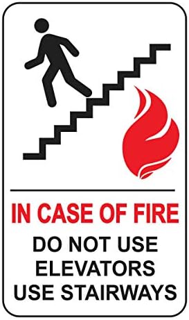 במקרה של אש אל תשתמש במעליות משתמשות בשלט מדרגות לבטיחות הציבור, לעמוד בקודי בטיחות אש, 8 אינץ 'x 5 אינץ' 0.06
