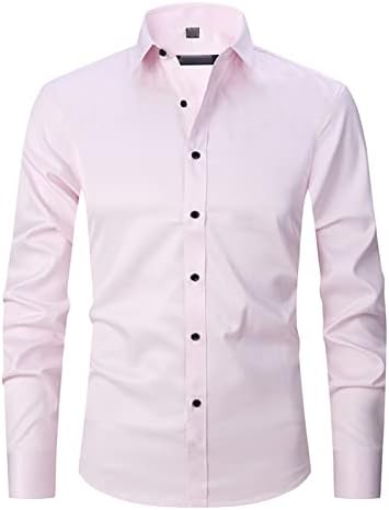 גברים של שרוול ארוך כפתור למטה חולצות מוצק צבע קל משקל רזה מתאים חולצות קלאסי אופנתי עסקים שמלת חולצה
