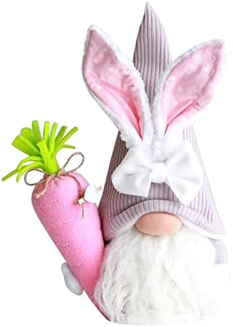 קישוטי פסחא של גנובין גמדי פסחא קטיפה עם ארנב ביצים, גזר, מתנות פסחא באביב לנשים גמדי פסחא עיצוב אביב