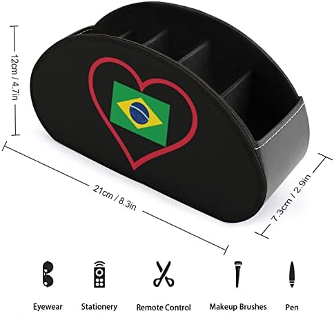 אהבה ברזילאי אדום לב שלט רחוק תיבת אחסון רב תכליתי עור מפוצל טלוויזיה מרחוק מחזיק שולחן עבודה ארגונית תיבת עם 5