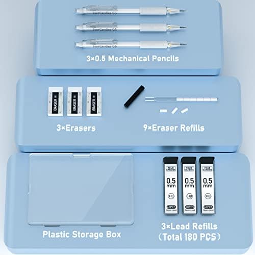 ארבעה סוכריות 12 חבילה פסטל ג ' ל דיו עט סט + מכאני עיפרון סט עם מקרה-3 יחידות 0.5 ממ ברור מכאני עפרונות