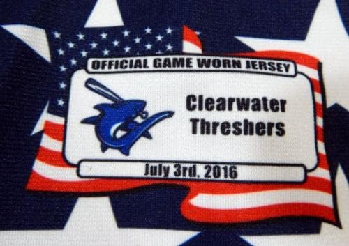 Clearwater Threshers Will Morris 23 Game השתמשו ב- Red Jersey USA 4 ביולי 542 - משחק גופיות