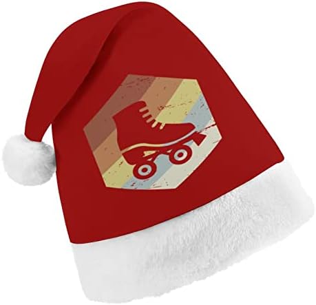 רטרו -70 רולר החלקה קטיפה חג המולד כובע שובב ונחמד סנטה כובעים עם קטיפה שוליים ונוחות אניה חג המולד קישוט