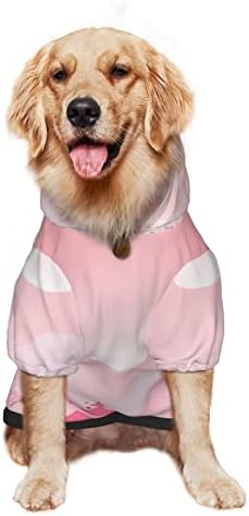 קפוצ'ון גדול של כלב יפן-פרח-פרח-רוד ורוד סוודר עם כובע עם מעיל תלבושת חתול רך xx-large