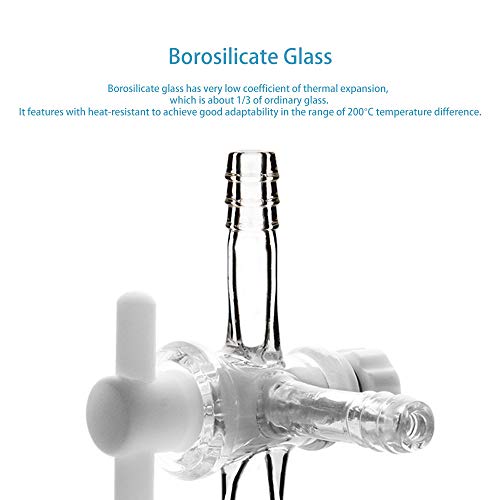 סטונילאב ואקום זכוכית 3-דרך בקרת זרימה מתאם, בורוסיליקט זכוכית מתאם עם סטנדרטי 14/20 להתחדד משותף ברזלים