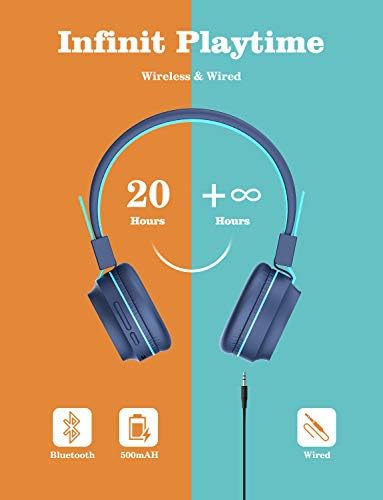 iClever HS22 ו- BTH03 חבילות אוזניות לילדים, נפח בטוח מוגבל, מיקרופון קול סטריאו, מתקפל, מתקפל,