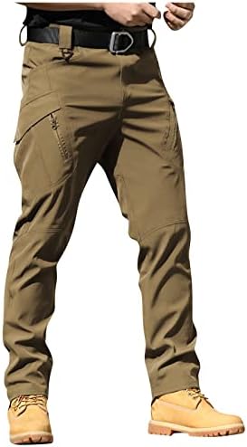 מכנסי מטען לגברים מכנסיים טקטיים באלסטיים קלים משקל קל משקל, מכנסי טרנינג עמידים על טיולי מטען, הלבשה