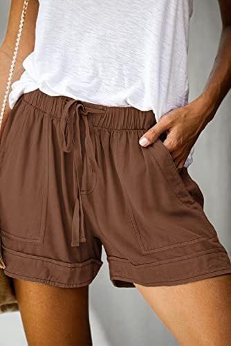 מכנסיים קצרים של לופי נשים קז'ואלים קיץ כותנה לבוש נוח נוחית מכנסי טרקלין עם כיס מותניים אלסטי