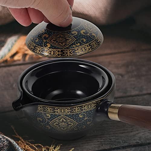 כלי תה וינטג '1 סט כוסות קומקום סיבוביות סט קרמיקה 360 יצרנית תה סיבוב עם ידית צדדי כוסות תה גונגפו