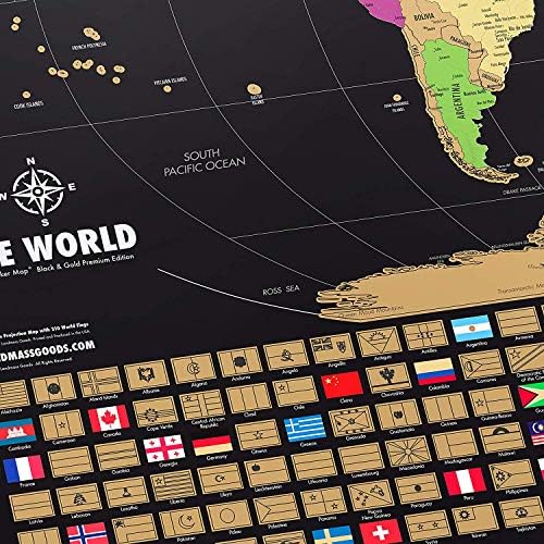 אדמה-תוצרת ארצות הברית-24 על 36 אינץ ' שריטה את פוסטר מפת העולם-מפה מפורטת מפוארת של העולם-הדפס נסיעות,