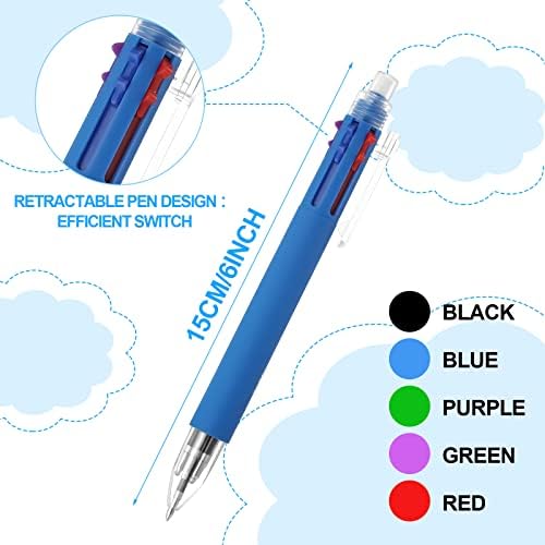 סט עטים של כדורים, 5 חתיכות 5 ב 1 עט נשלף רב -צבעוני עם עפרון מכני 0.5 ממ ו -5 חלקים 0.5 ממ Hb עפרונות מכניים