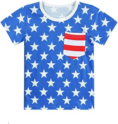 פעוט בני 4 ביולי חולצות אמריקאי דגל טיז ילדים עצמאות יום פטריוטי קצר שרוול חולצות