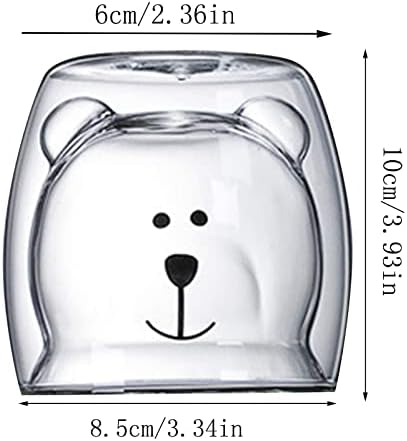 Blmiede Scald Cartoon CALLOON כוס קפה חלב זכוכית כפולה עם פה עגול 1 יחידות כוס כוס זכוכית