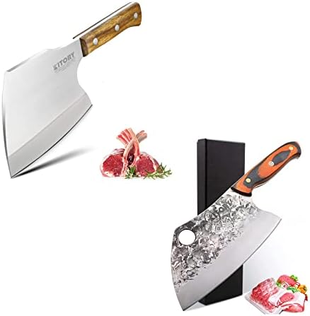קליבר בשר סופר כבד במיוחד עבור עצם גדולה ק5 + סכין שף סרבית קליבר בשר סכין קצבים מזויפת חס 09