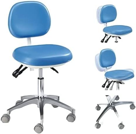 כחול פו כיסא גובה מתכוונן נייד ריהוט עם משענת ארגונומי מעבדה שיניים ציוד רופא כיסא אחות שרפרף