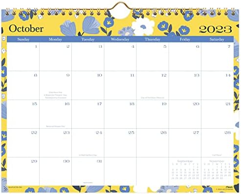 Mead 2024 לוח השנה הקיר, חודשי, 11 x 8-1/2, קטן, קפריס, פרחוני כחול