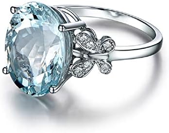 אופנה וינטג 'כחול כחול טבעת פרפר בכסף סטרלינג 5.0 קראט AAA אקוומרין טבעת נצח מעורבות טבעות חתונה בגדלי טבעות קוקטייל
