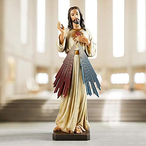 גלריית Avalon רחמים אלוהיים ישוע המשיח 24 אינץ 'פסל צבעוני שרף גדול