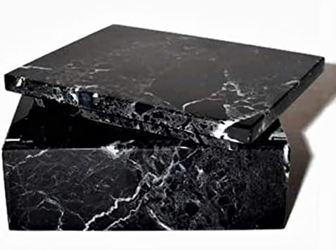 Khanimports קופסת שיש שחורה דקורטיבית, קופסת אבן עם מכסה - מלבני, 5 אינץ '
